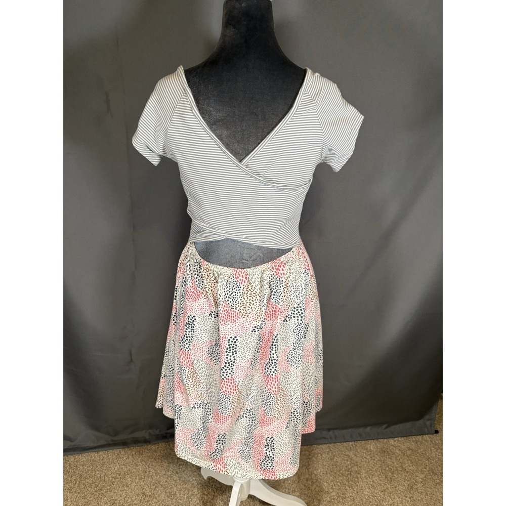 Pact Organic Cotton Fit & Flare Crossover Back Dress Size L Striped Mixed Print - Picture 4 of 10